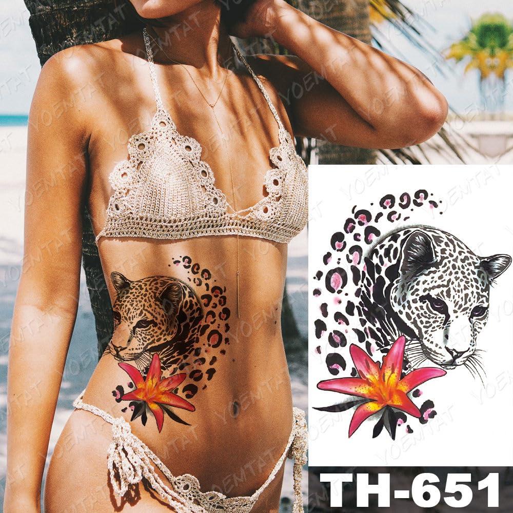 TTHUONG THATHU Waterproof Temporary Tattoo Sticker Mandala Leopard Flowers Flash Tattoos Sketch Animal Body Art Arm Tatoo Women Men