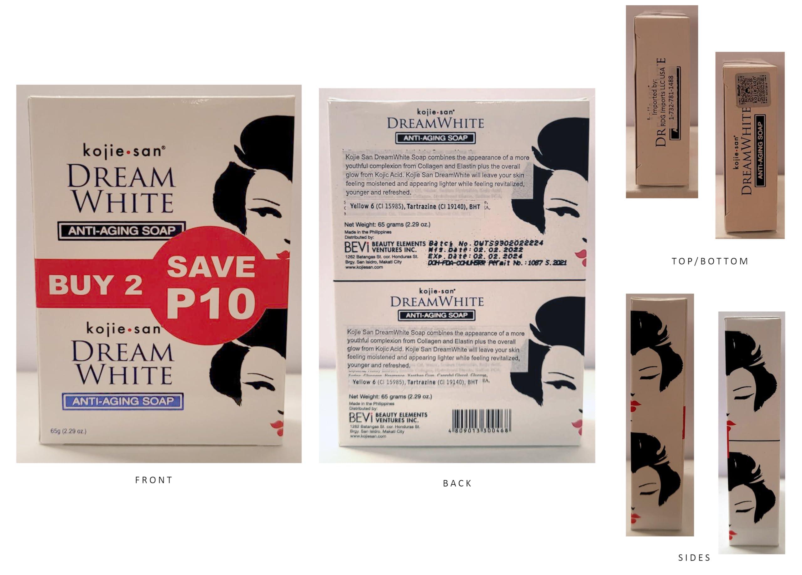Kojie San Kojie San Dream White Soap - Skin Brightening Kojic Acid Soap with Collagen, Elastin & Coconut Oil - 135g x 2 Bars