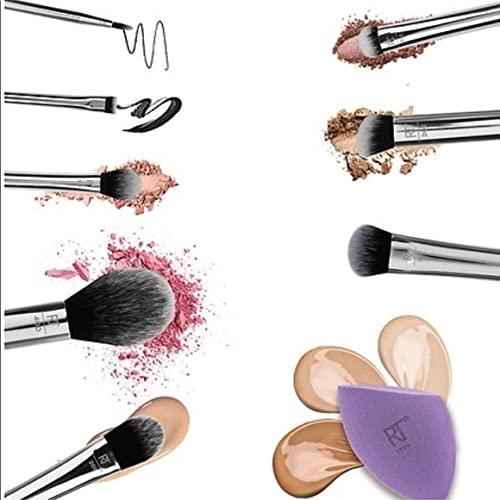 TECHNIQUES TECHNIQUES Real Makeup Brush Gift Set - Limited Edition Disco Glam for Foundation, Shadow, Concealer, Bronzer, Highlighter | Cosmetic Brushes and Complexion Sponge