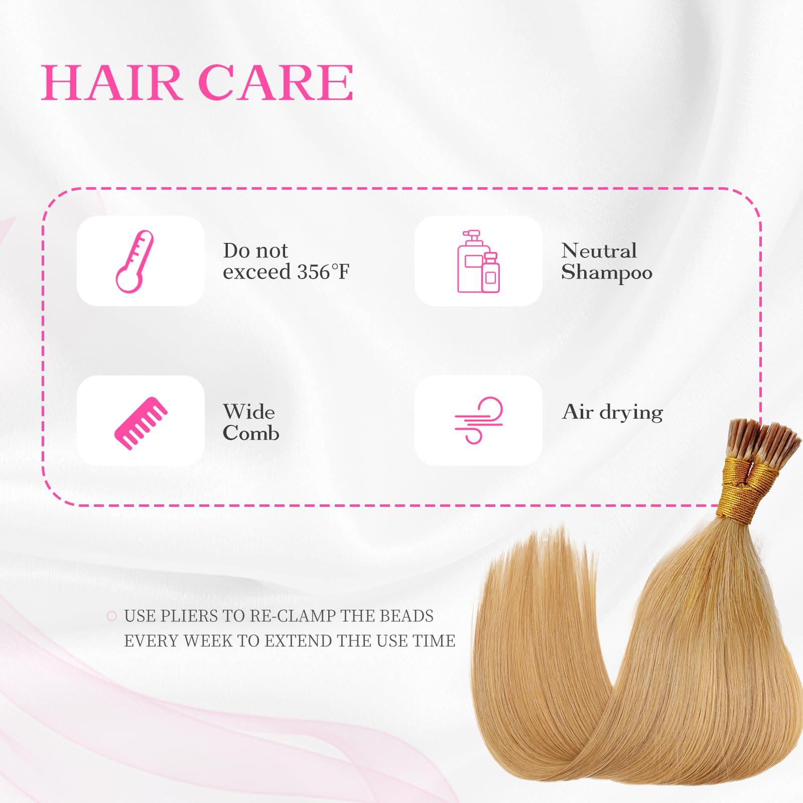 Eliysako Itip Human Hair Extensions I Tip Hair Extensions Human Hair 50g 20inch(#78) Natural Blonde Itip Hair Extensions I Tips Hair Extensions Real Human Hair Cold Fusion Itip Hair Extensions