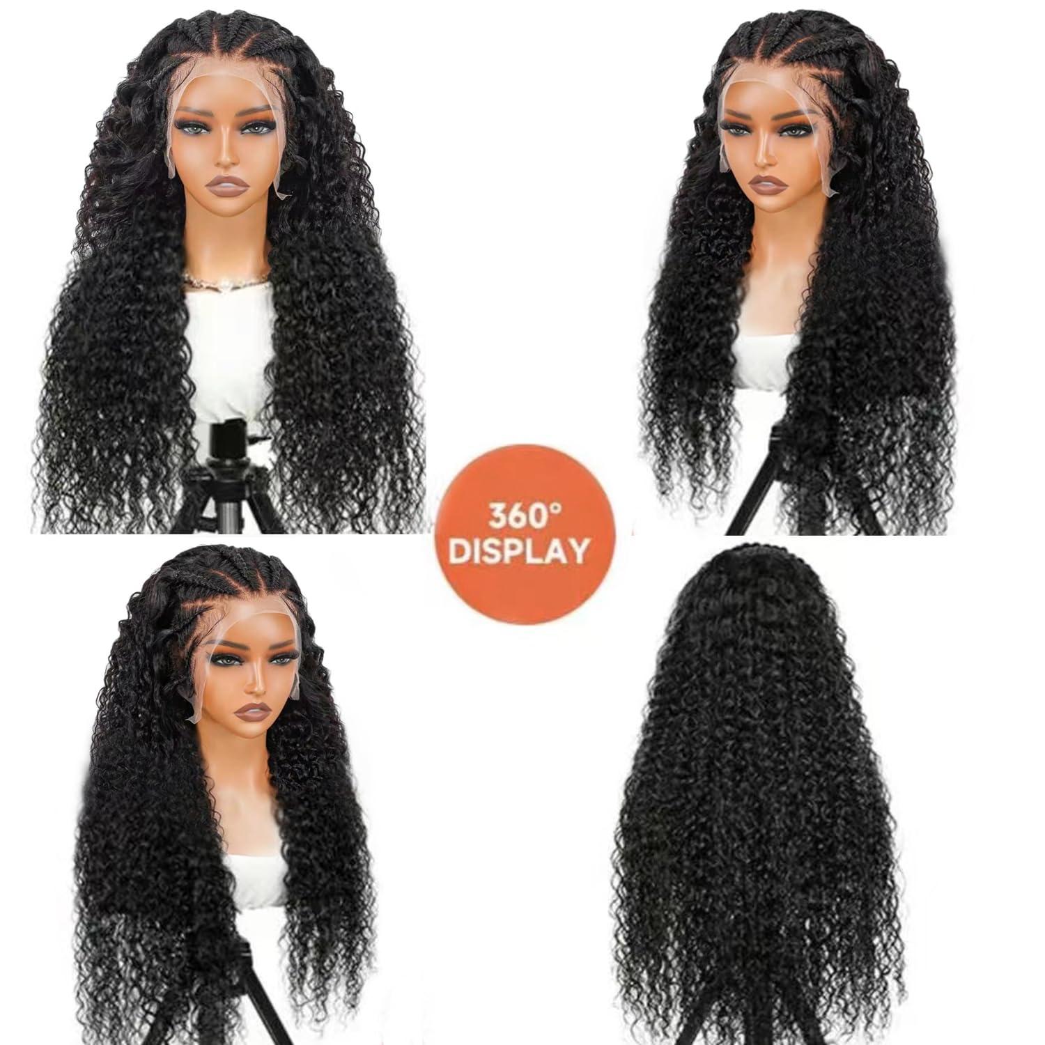 Cfaimity 30inch Lace Front Wigs Human Hair Curly Wigs Pre Plucked 200% Density 13X6 HD Transparent Lace Frontal Braided Human Hair Wig Brazilian Deep Wave Lace Front Wigs Human Hair with Baby Hair