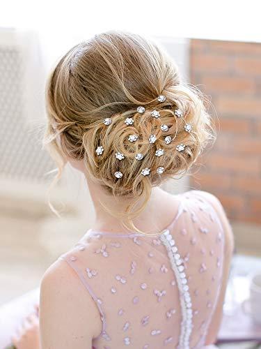 EBOOT 40 Pack Bridal Wedding Hair Pins Rhinestone Hair Clips Accessories for Women and Girls (Style D)