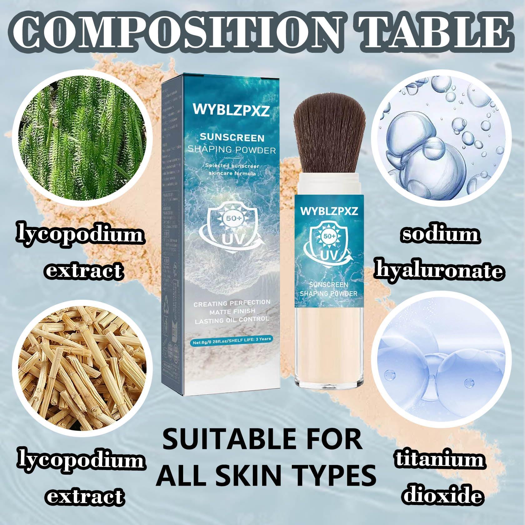 WYBLZPXZ Mineral Facial Powder Sunscreen,SPF50+ PA++++ Loose Setting Sunscreen Powder for Face,Lasting Oil Control Lightweight Brush on Sunscreen for All Skin Types,Matte Concealer Face Setting Powder Makeup