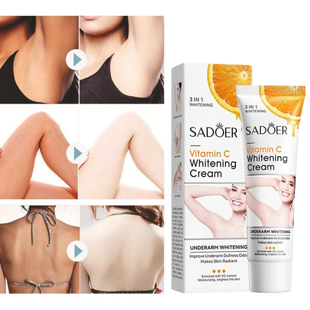 paminify Skin Whitening Cream for Body,Lightening Cream for Intimate Areas and Bleaching,Vitamin C Dark Spot Remover Corrector for Neck,Armpit,Underarm,Elbow,Inner Thigh and Knees,Bikini,1.76oz