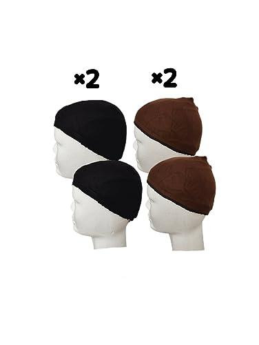 Revealed Pearl Satin lined wig cap, wig cap, wig cap for lace wig 4 pack (2 Black and 2 brown)