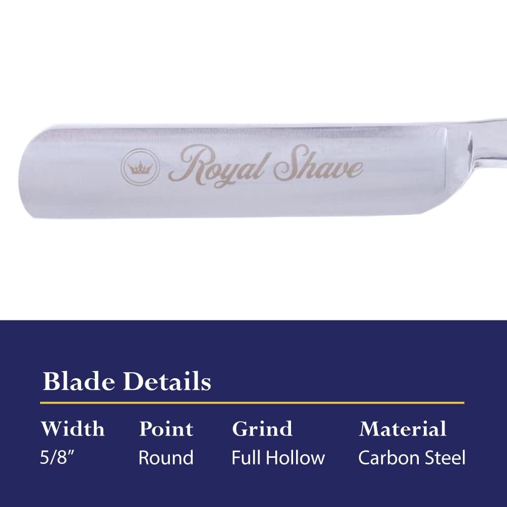 Royal Shave 5/8 Straight Razor Full Hollow Round Point Special Carbon Steel, Shave Ready Handmade Classic Wet Shaving Straight Razor (MADE IN GERMANY) Black Handle