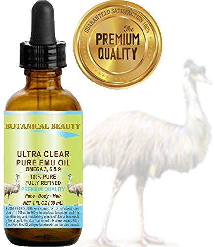 Botanical Beauty PURE EMU OIL 100% Natural RAW VIRGIN UNREFINED for FACE, BODY, HANDS, FEET, NAILS, HAIR and LIP CARE 1 Fl. oz. - 30 ml by Botanical Beauty