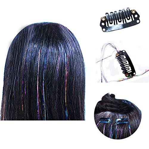 RemeeHi 28" Hair Tinsel Hair Streak Bling Hairpieces 300 Strands Sparkling Hair Tinsel Extensions-300s spiral ornage new