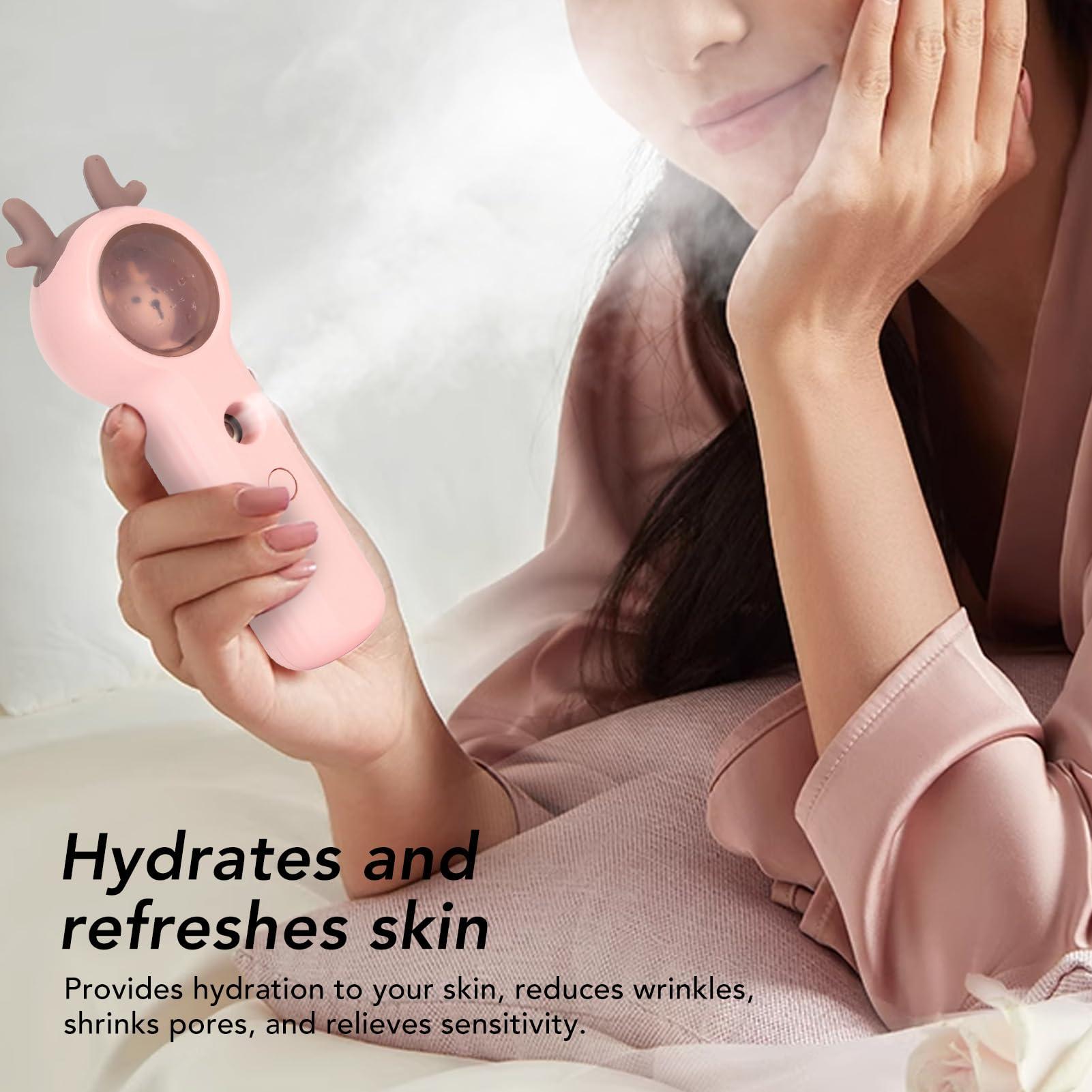XMEYE Facial Mist Sprayer, Handy Portable Mini Cool Facial Steamer Moisturizing Hydrating Face Sprayer with Cute Animal Pattern for Skin Care, Cleaning Pores, Eyelash Extensions