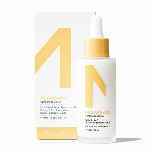 ZitSticka ZitSticka MEGASHADE Sunscreen Serum for Face w/SPF 50-50ml UVA/UVB Protection - Ideal Skin Care for Breakout Prone & Sensitive Skin - Lightweight & Dermatologist Tested