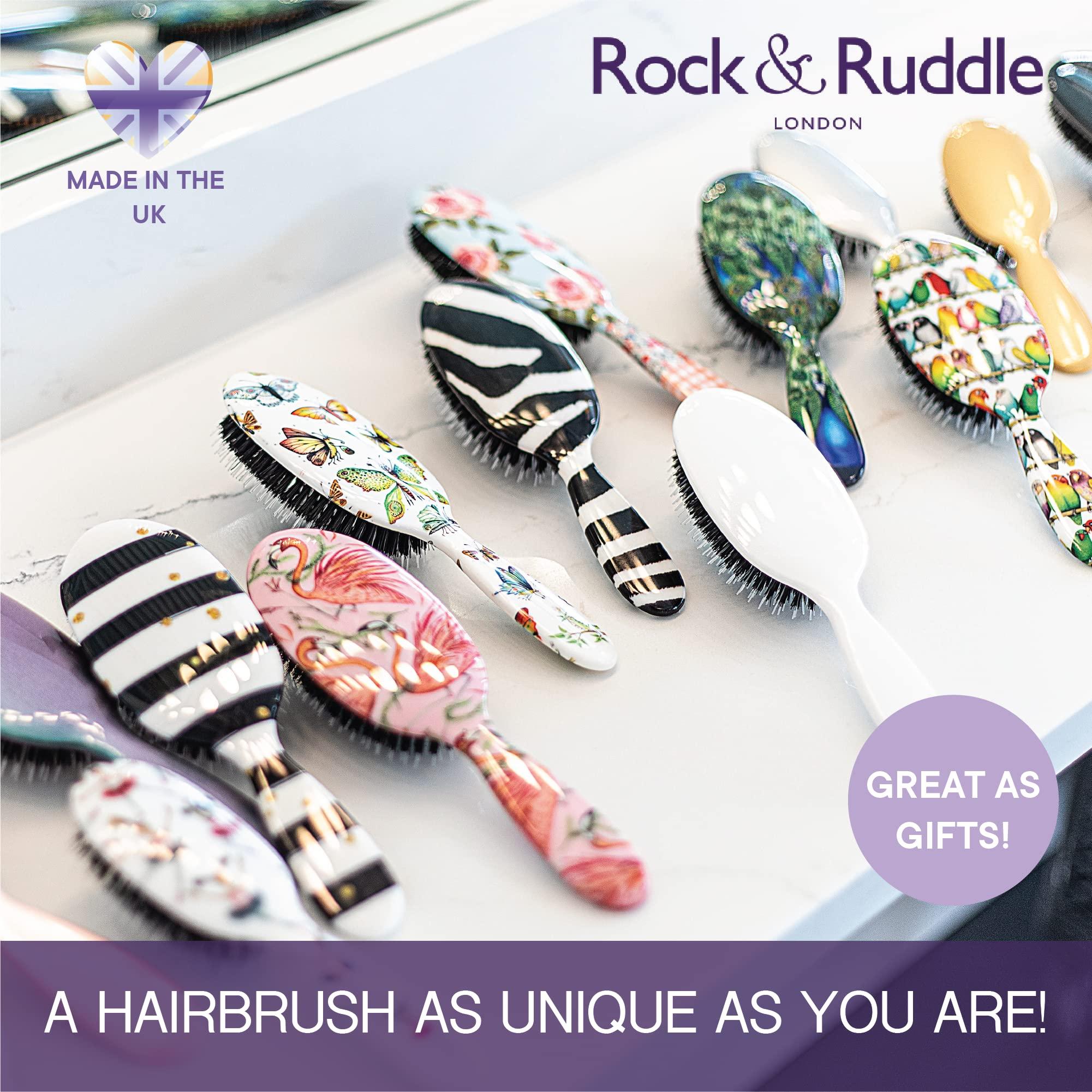 Rock & Ruddle Rock & Ruddle Natural Mixed Boar Bristle Hair Brush for Women and Kids (Small 6.9") - Perfect for Wet or Dry Hair, Detangling Smoothing Blowdrying - Designed & Made in UK - Ladybirds