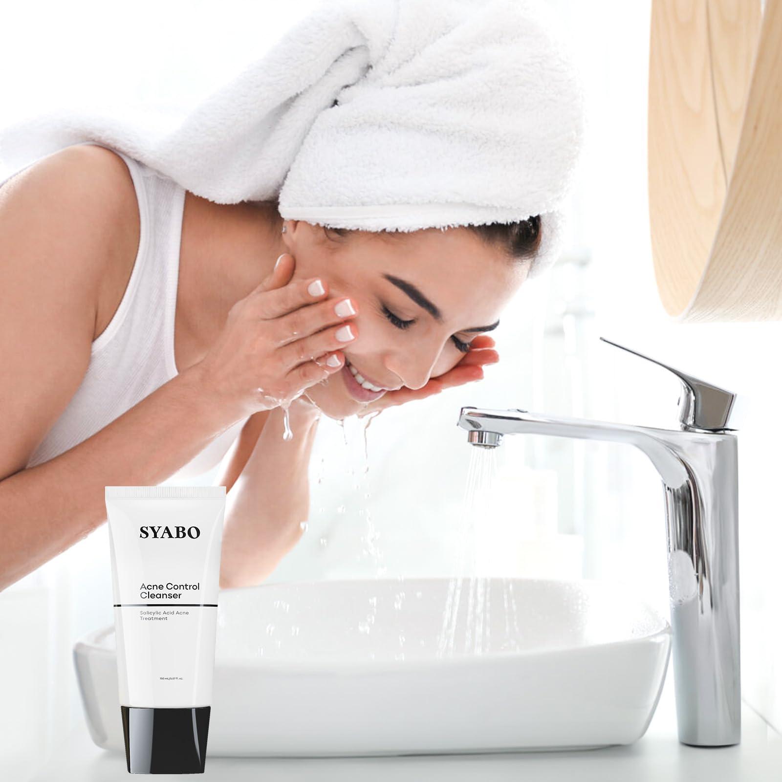 SYABO Salicylic Acid Face Cleanser, Daily Gentle Acne Cleansing Face Wash for Acne, Pore, Blackheads, Breakouts, Cleansing Gel for Oily & Sensitive Skin, 5.07 FL OZ