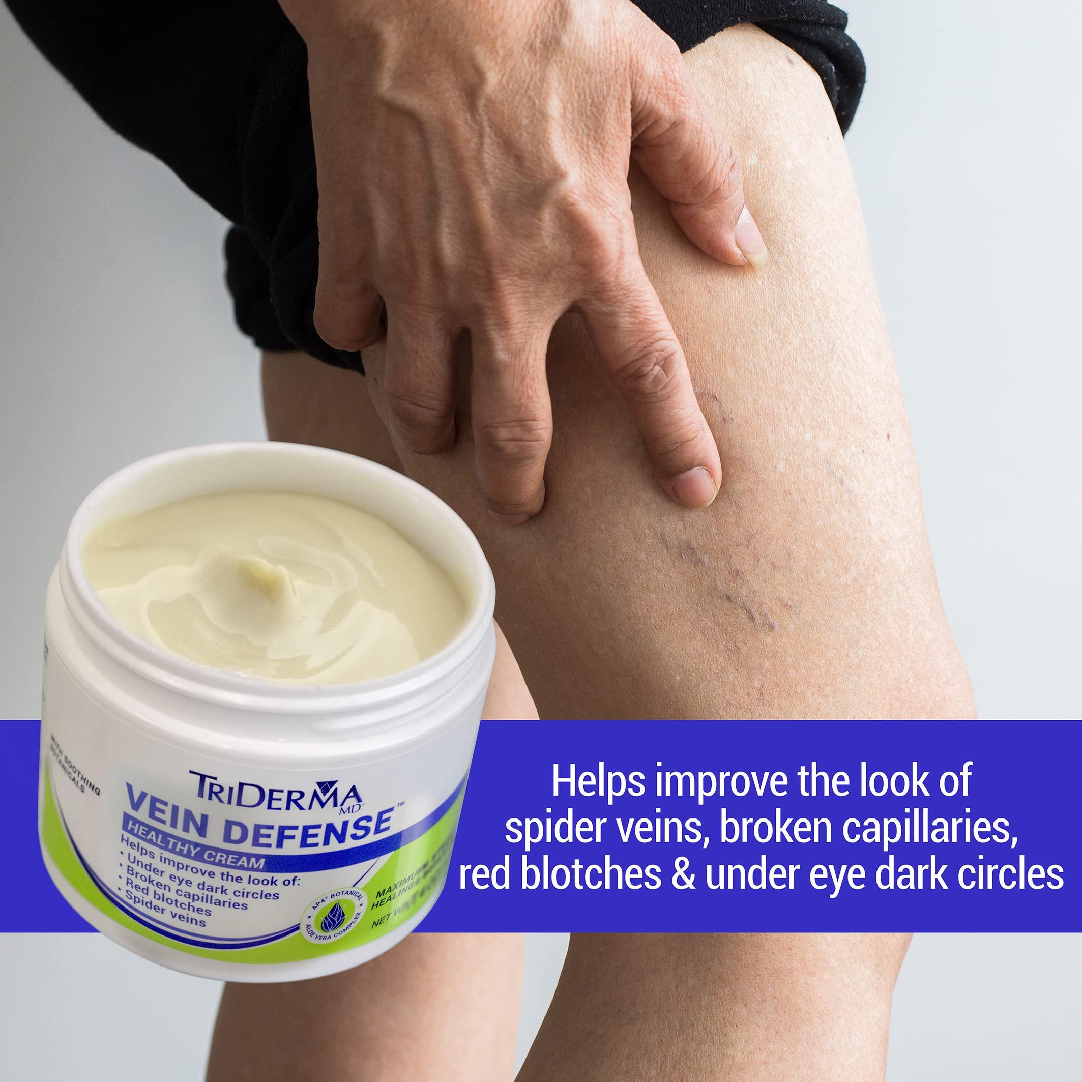 TriDerma TriDerma Vein Defense Healthy Cream, Helps Improve the look of Spider Veins, Broken Capillaries, Red Blotches and Under Eye Dark Circles 4 oz