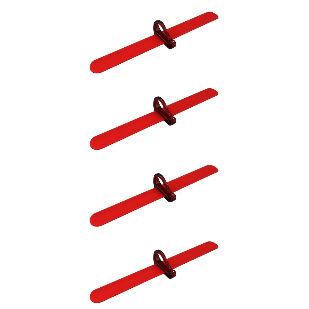 LOGOFUN LOGOFUN 4pcs Wrist Band Hairdressing Tool Rubber Band Storage Wrist Belt Hair Elastic Wrist Band for Salon Shop Supplies - Red