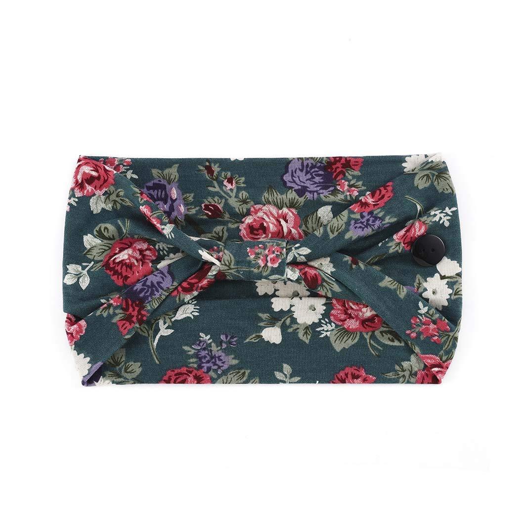 Bohend Bohend Boho Button Headband Wide Stretchy Daily Use Knotted Headwear Sport Athletic Yoga Gym Hair Accessories for Women and Girls(3pcs) (J)