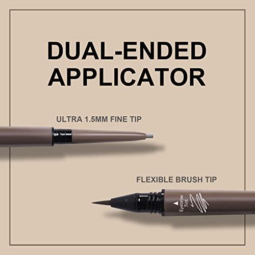 Music Flower Music Flower 3 Pcs Eyebrow Pencil Set, with 2 Dual Ended Waterproof & Long Lasting Liquid Eyebrow Pen and with 1 Eyebrow Brush, Chestnut