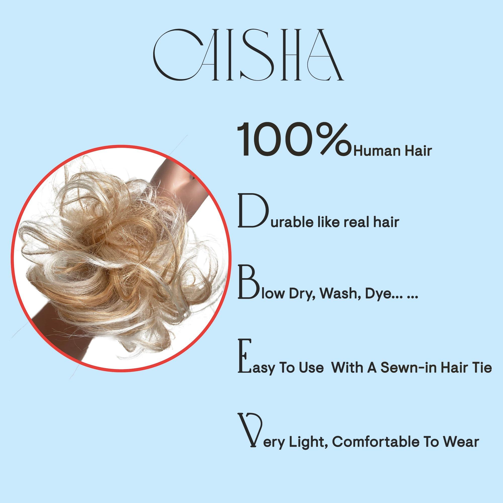 CAISHA CAISHA 100% HUMAN HAIR Scrunchie Hair Piece Updo Braid Hair Scrunchy Messy Bun Red Blonde Mix H312m