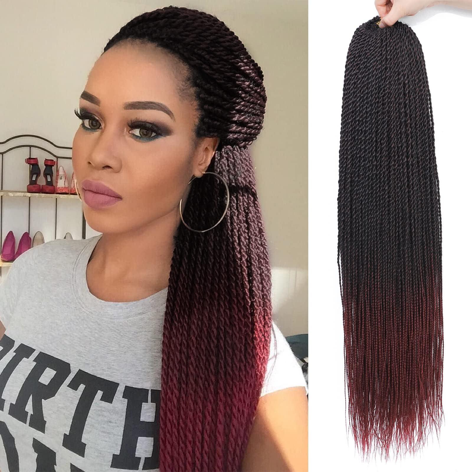 MOSINA Red Crochet Hair For Women, Senegalese Twist Crochet Hair 18 Inch Pre Looped Professional Synthetic Braiding Hair 8 Packs Twist Hair 35 Strands/Pack (18 Inch 1B/BUG)