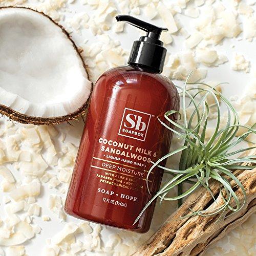 Soapbox Soapbox Liquid Hand Soap, Coconut Milk & Sandalwood, Gentle & Moisturizing Hand Wash for Kitchen and Bathroom, Vegan & Cruelty Free Scented Hand Soap 12 Ounce Pump Bottles (Pack of 3)