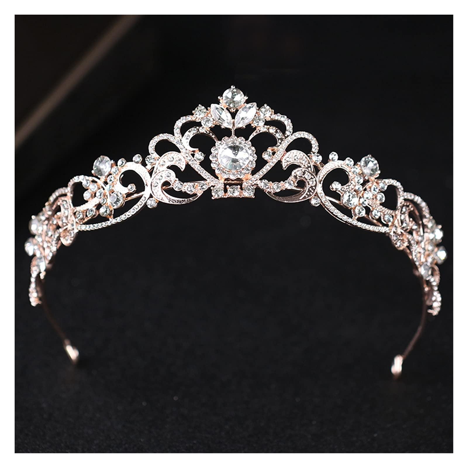nihngvjm nihngvjm Bridal Crown Trendy Crystal Crown Rose Gold Bridal Tiara and Crown Hair Accessories for Wedding Bride Women Hair Jewelry Headpiece Headdress Tiara for Women (Size : Y)