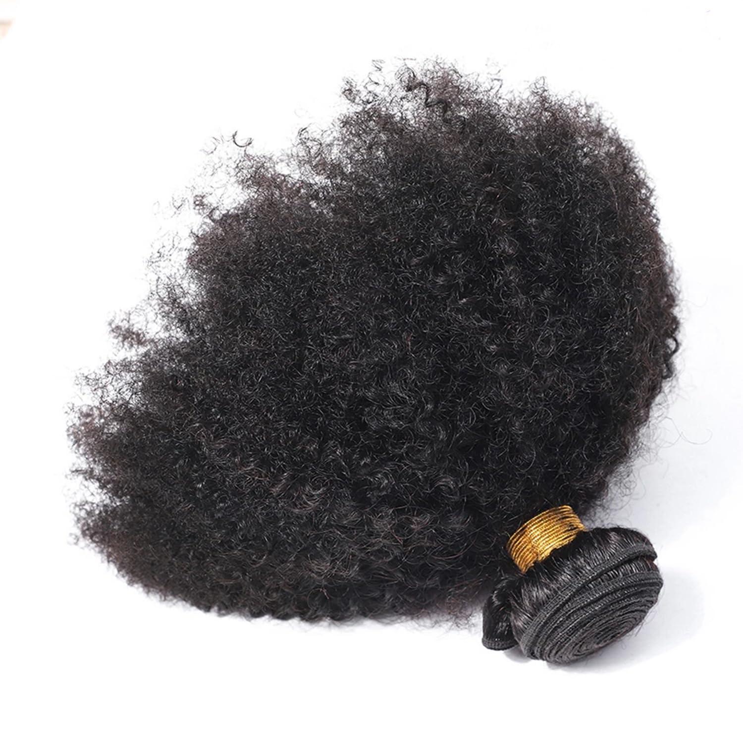 WENYAN Mongolian Afro Kinky Curly Bundles Human Hair 14 Inch 4B 4C Afro Kinky Bulk Human Hair Bundles Unprocessed Virgin Hair Curly Weave Hair Bundles for Women Natural Black