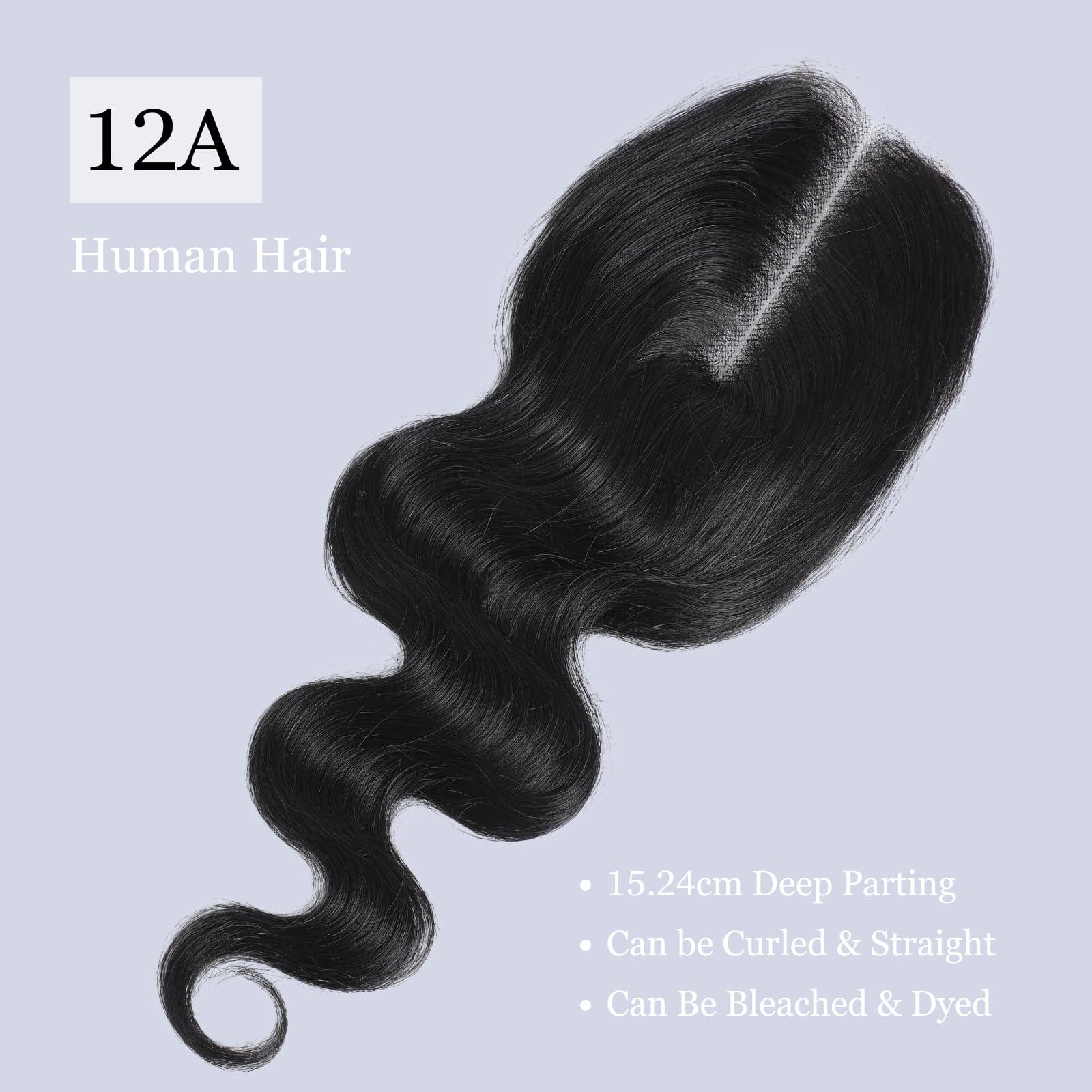 MOMOSHERO MOMOSHERO 2x6 HD Lace Closure Only 20 Inch Body Wave Human Hair, Pre Plucked Closure Sew In 2 by 6 Lace Closure Middle Part 100% Brazilian Virgin Human Hair Unprocessed 2x6 Kim K Closure Natural Black