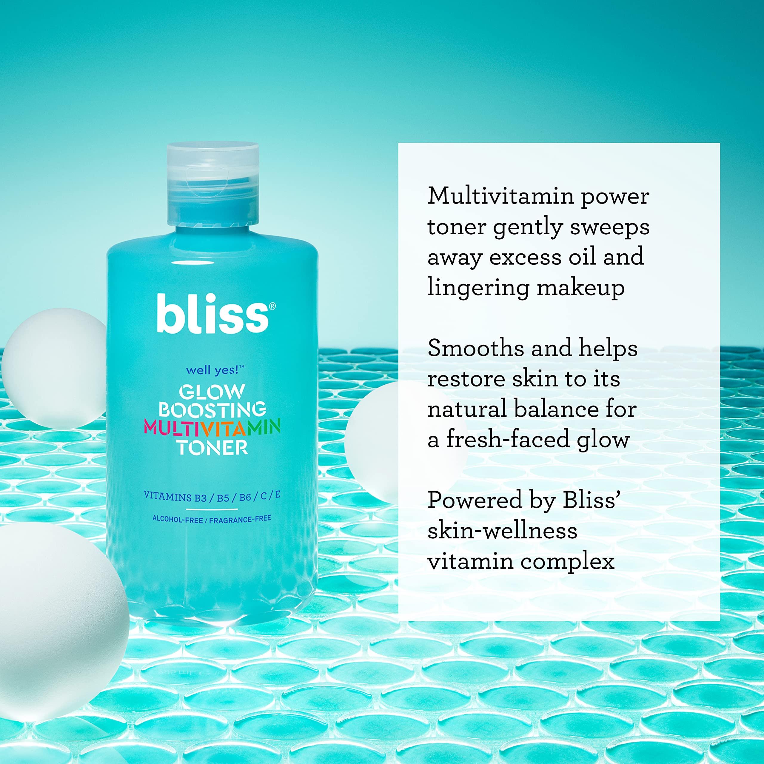 Bliss Bliss Brightening & Hydrating Skincare Bundle - Vitamin C Serum with Tri-Peptide Collagen & Hydrating Toner with Vitamin B3, B5, B6, C & E - Anti-Aging, Dark Spot Reduction, Skin Elasticity Boost, Bal