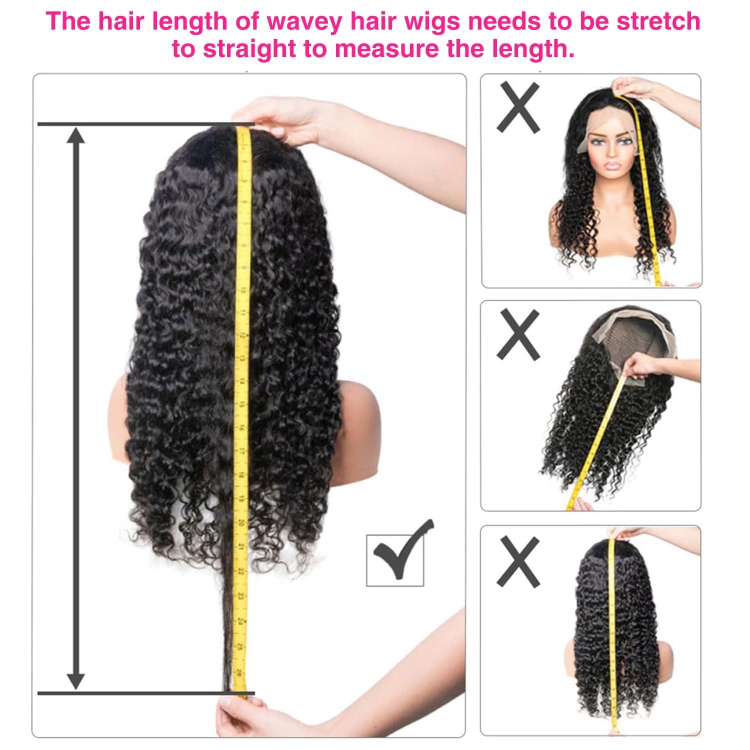 Lysilf 250% Density 13x6 HD Transparent Deep Wave Lace Front Wigs Human Hair for Women Glueless Deep Curly Lace Frontal Wigs Brazilian Virgin Human Hair Wigs Pre Plucked with Baby Hair (Natural Color,30Inch)
