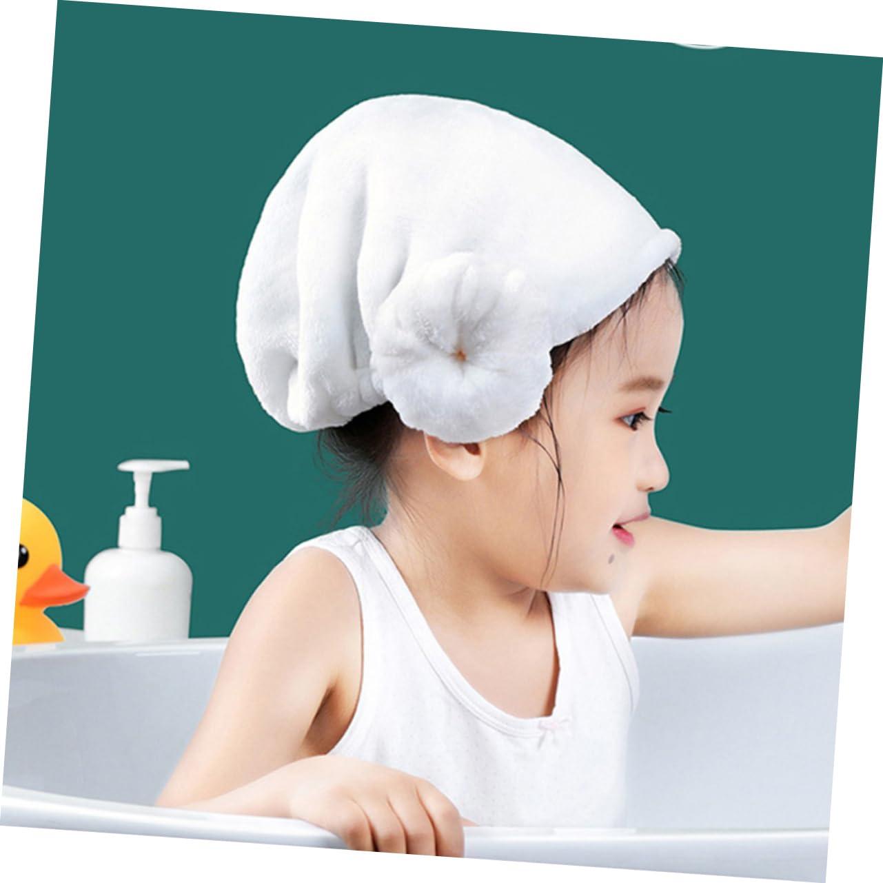 BIUDECO BIUDECO Quick Drying Hair Wrap for Boy Girl Cotton Hair Towel Hat with Heart Pattern Absorbent Hair Turban for Boy Girl Soft Cloth Hair Drying Towel Cap