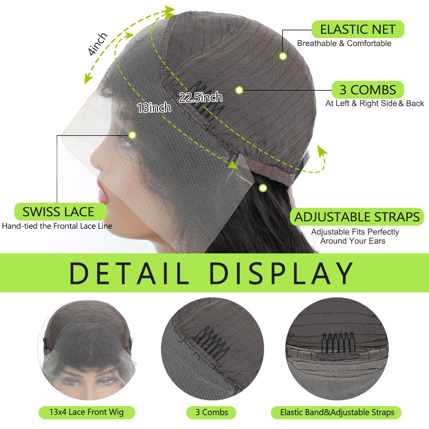 Falote 26 Inch Body Wave Lace Front Wigs Human Hair Pre Plucked 13x4 HD Transparent Lace Frontal Wigs Human Hair 180% Density Glueless Brazilian Virgin Human Hair Wig for Women With Baby Hair Natural Black