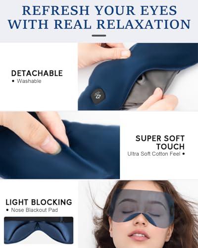 zinpaza Cordless Heated Eye Mask for Dry Eyes, Blocking Light Sleeping Mask Warm Eye Compresses Electric Eye Heating Pad for Stye Eye Treatment Blepharitis Sinus Migraine Gifts for Woman Man