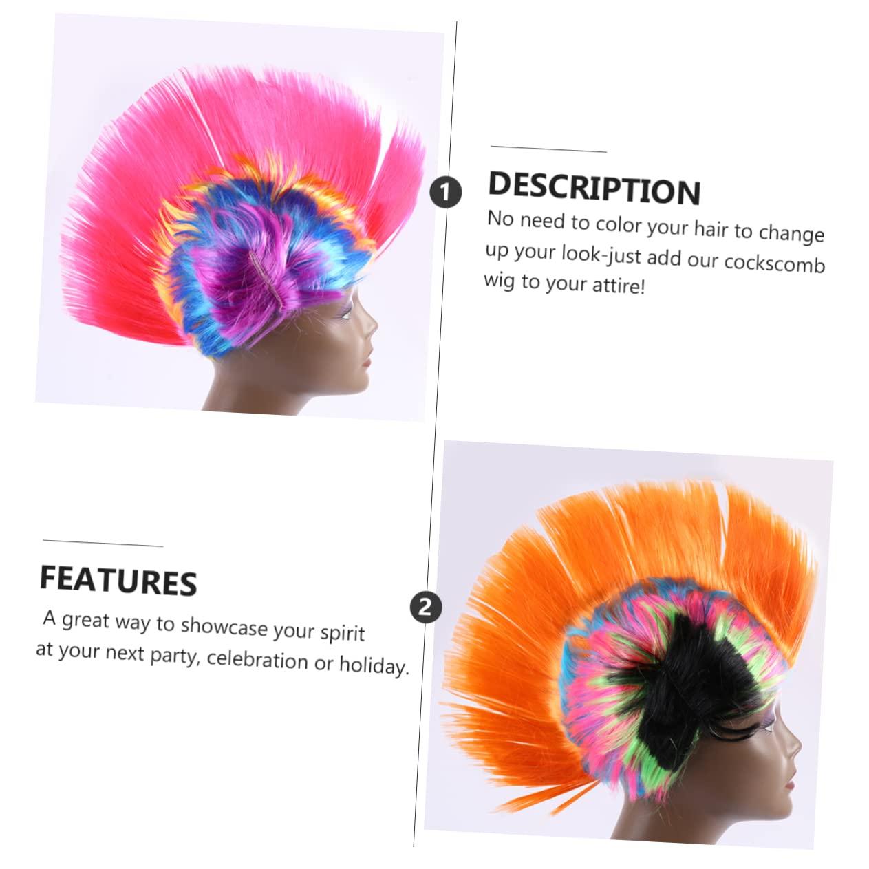 Abaodam Abaodam 2pcs Cockscomb wig halloween cosplay wig Cockscomb Hair Party Prop novelty synthetic wigs Cosplay Costume Wig clown punk clothes for men party wig the pet