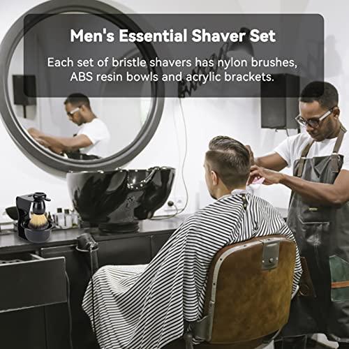 HERCHR Shaving Kit for Men, Shaving Brush and Bowl Mens Shaving Kit 3 in 1 Mens Shaving Brush Set Shaving Accessories Men Safety Shaving Stand Shave Brush Shaving Bowl Portable Shave Brush Kit