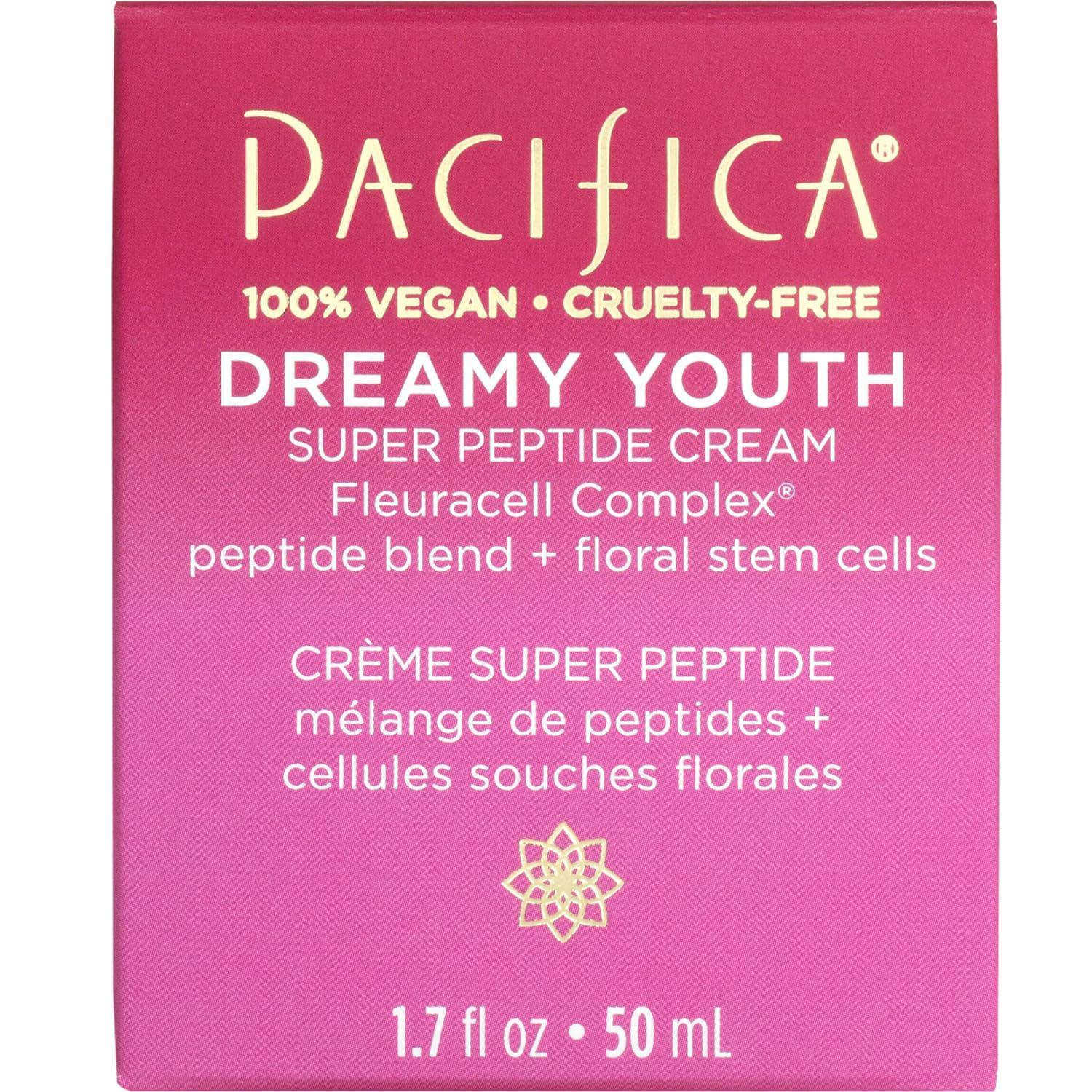 Pacifica Pacifica Dreamy Youth Super Peptide Cream Daily Anti-Aging Moisturizer with Concentrated Peptides & Floral Stem Cells, Hydrating Face Cream for Fine Lines & Wrinkles, Rejuvenates & Restores, Vegan