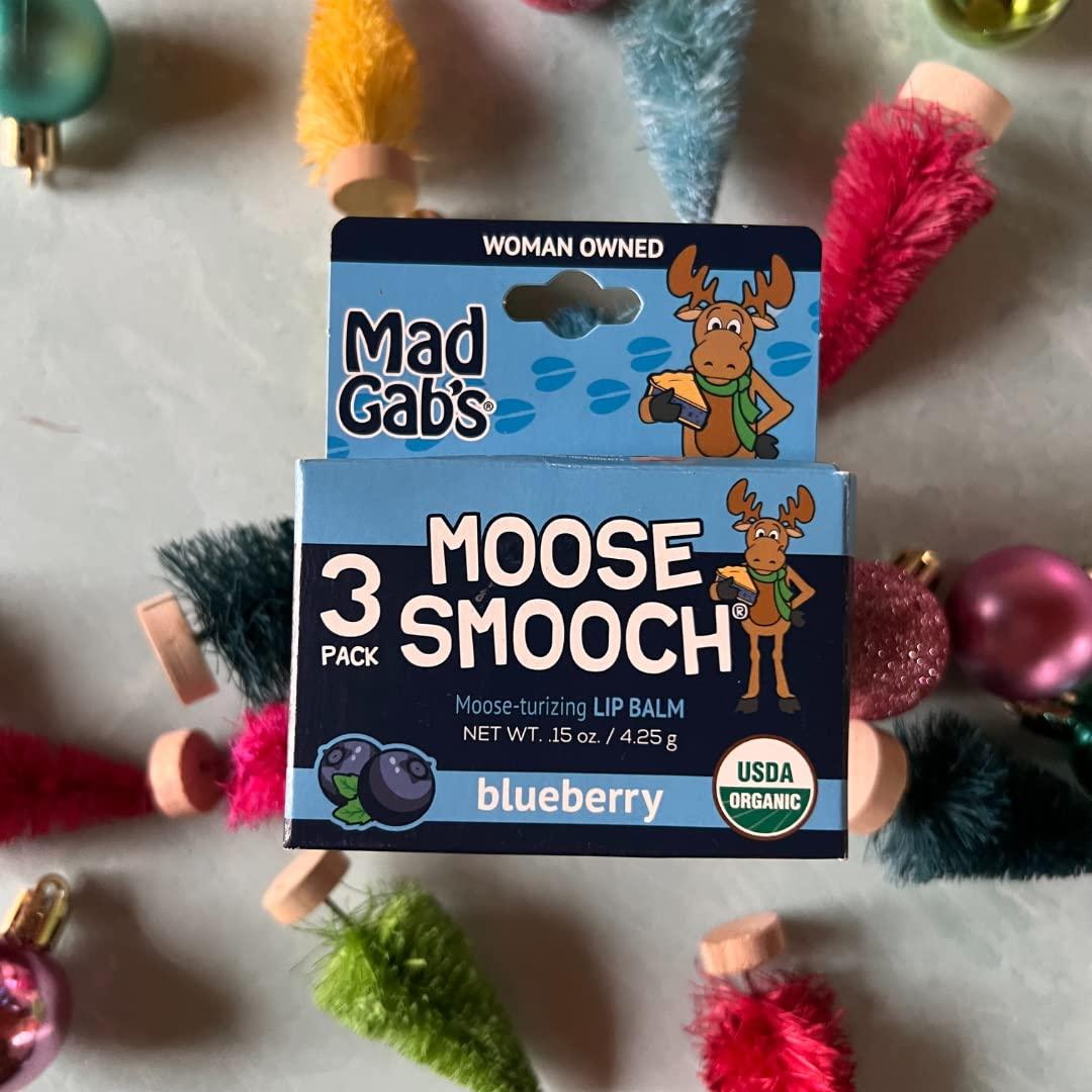 Mad Gab\'s Mad Gab\'s Moose Smooch Blueberry Lip Balm 3pk | Moisturizing and Certified Organic | Made with Organic Olive Oil and Beeswax