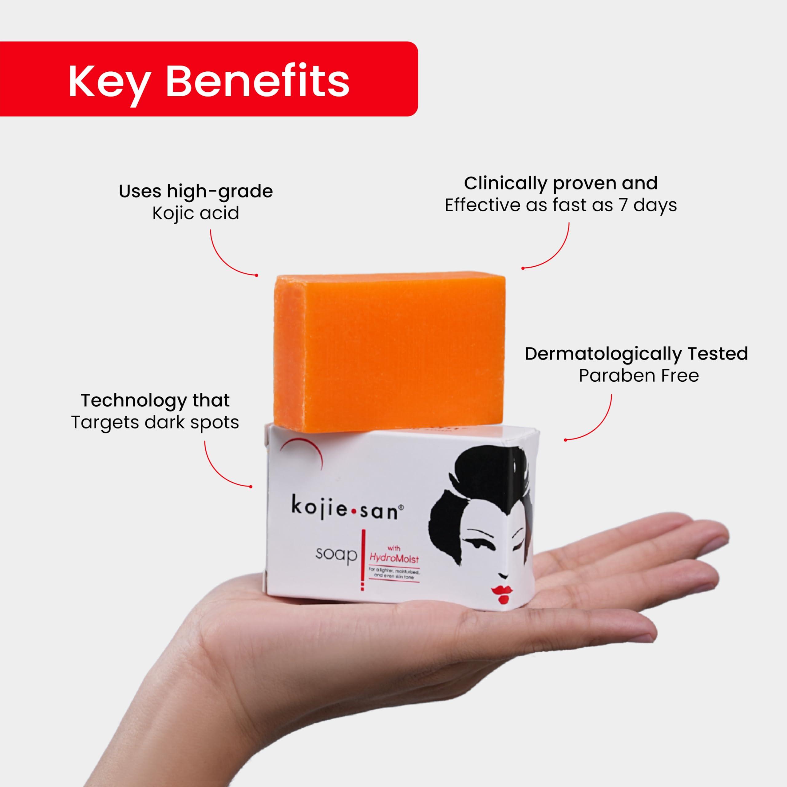 Kojie San, Skin Science Kojie San Skin and Body Soap Original Kojic Acid, Dark Spot Remover Soap Bar with Coconut & Tea Tree Oil 3 x 65g Bars