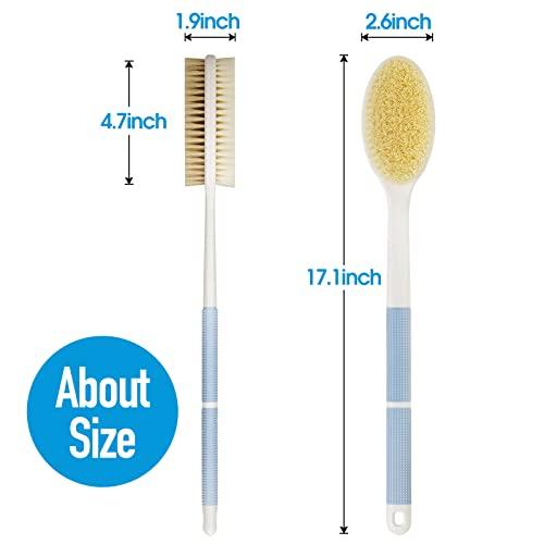 Backski Backski Back Scrubber Anti Slip for Shower,Shower Brush Long Handle with Stiff and Soft Bristles,Body Exfoliator for Bath or Dry Brush(Blue)