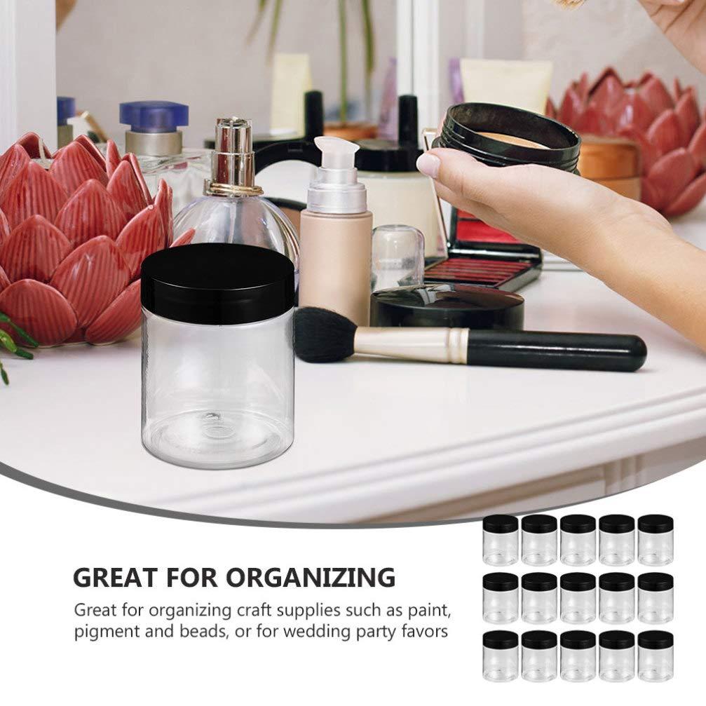 Lurrose 15pcs Black Cap Bottle glass bottles with lids clear plastic containers sample containers Cosmetic Sample Jars Plastic Storage Jars travel lotion Coarse Cereals Container Cream Jar