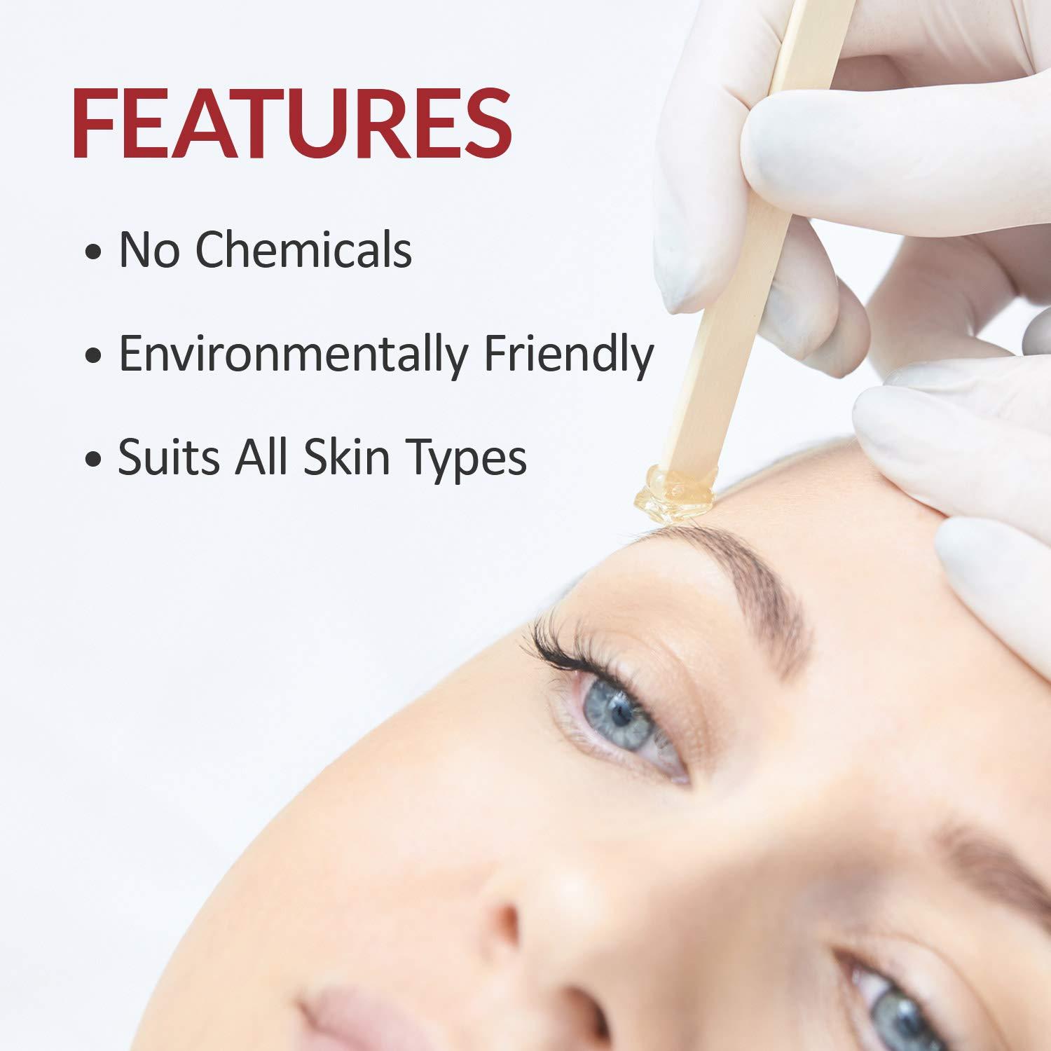 MOOM MOOM Organic Eyebrow Waxing Kit with Pomegranate Oil & Chamomile - Natural Sugar Hair Removal Glaze with 12 Reusable Strips & 4 Applicators for Sculpting 0.6 oz. 1 Pack