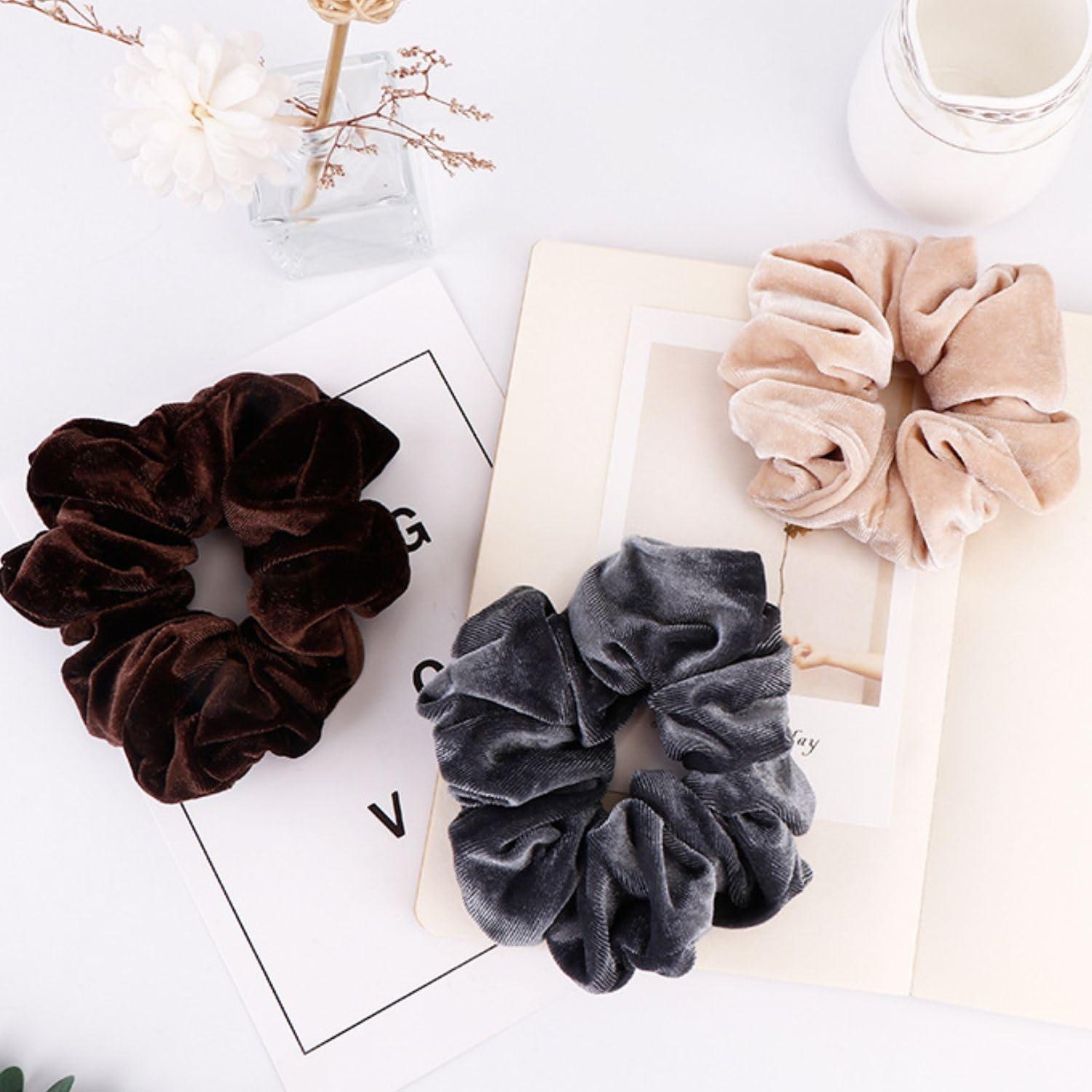 GOLD XIONG PADISHAH Velvet Scrunchies for Women, Big Hair Scrunchies for Thick Hair, Jumbo Elastic Scrunchies, Oversized Hair Scrunchy, Large Scrunchie, Extra Large Scrunchies