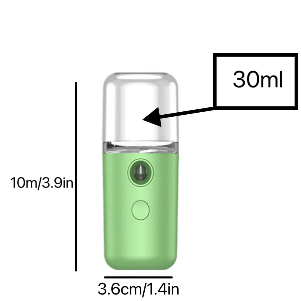 LeoJiang Mini Facial Steamer for Facial Deep Cleaning Portable Facial Steamer Facial Sprayer Handy Face Humidifier Mister Beauty Skin Care USB Rechargeable Facial Sprayer Machine 30ml Green