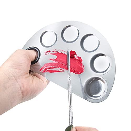ALIOBC Pro Cosmetics Makeup Mixing Palette, Premium Stainless Steel Metal Makeup Palette Spatula Tool, Suitable for Mixing Foundation/Eye Shadow/Eyelash/Lipsticks/Nail Art