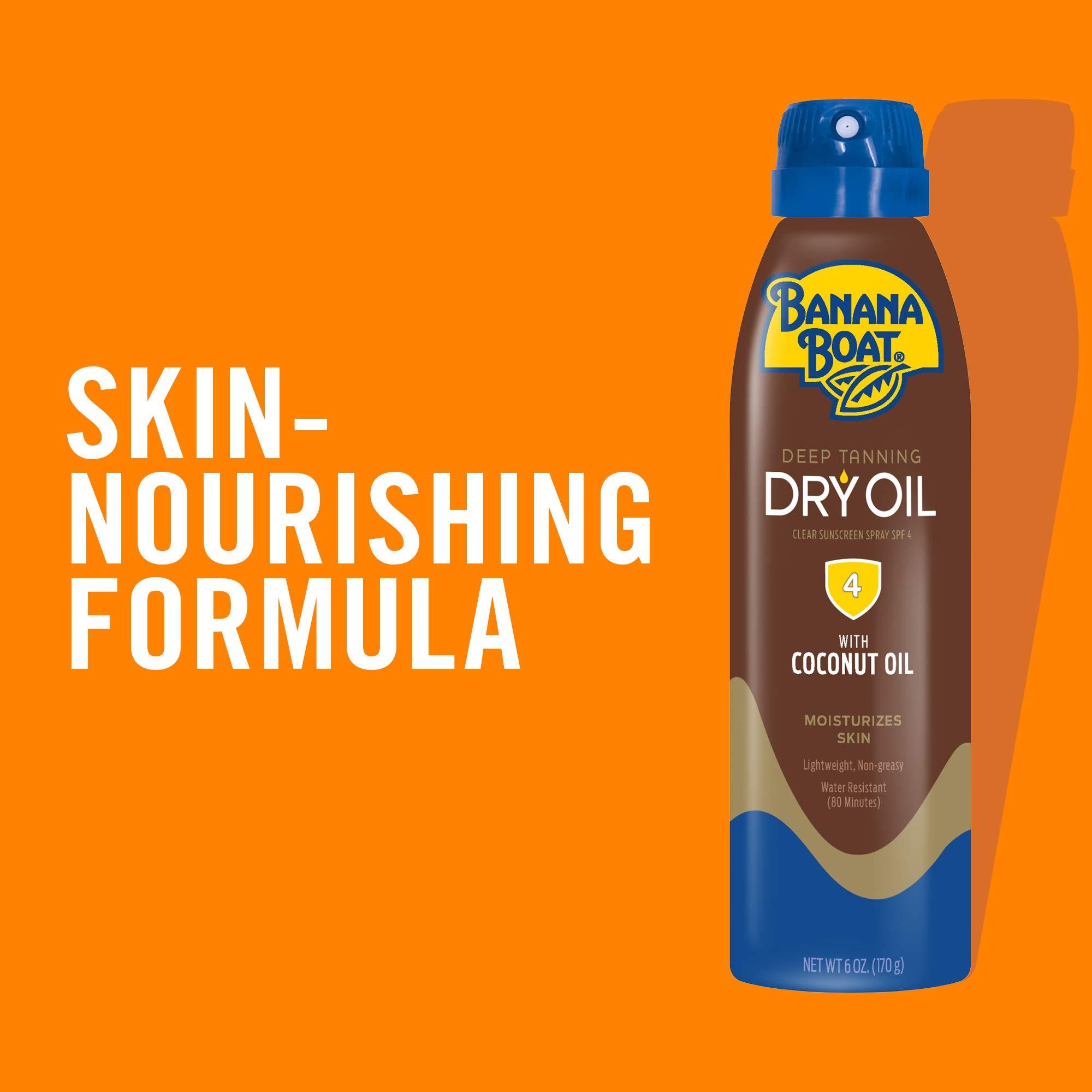 Banana Boat Banana Boat Deep Tanning Dry Oil Clear Spray Sunscreen SPF 4, 6oz | Tanning Sunscreen Spray, Banana Boat Dry Oil SPF 4, Dark Tanning Oil, SPF Tanning Oil, Oxybenzone Free Sunscreen, 6oz