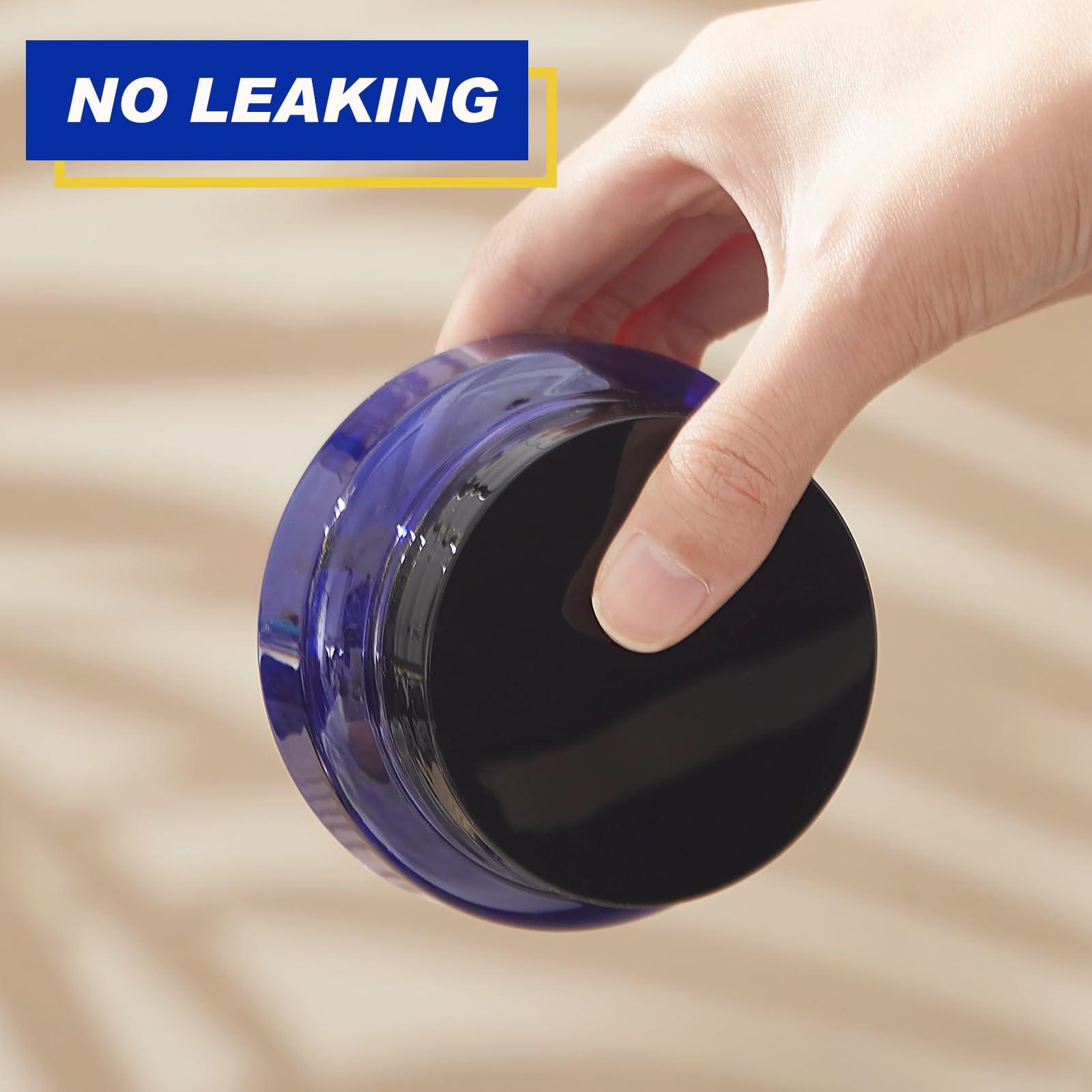 Tessco Tessco 24 Pack Plastic Jars with Lids Labels Empty Clear Plastic Jars Round Refillable Cosmetic Containers Body Butter Containers Bulk Sugar Scrub Bottle for Make Up(5 oz,Translucent Blue and Black)