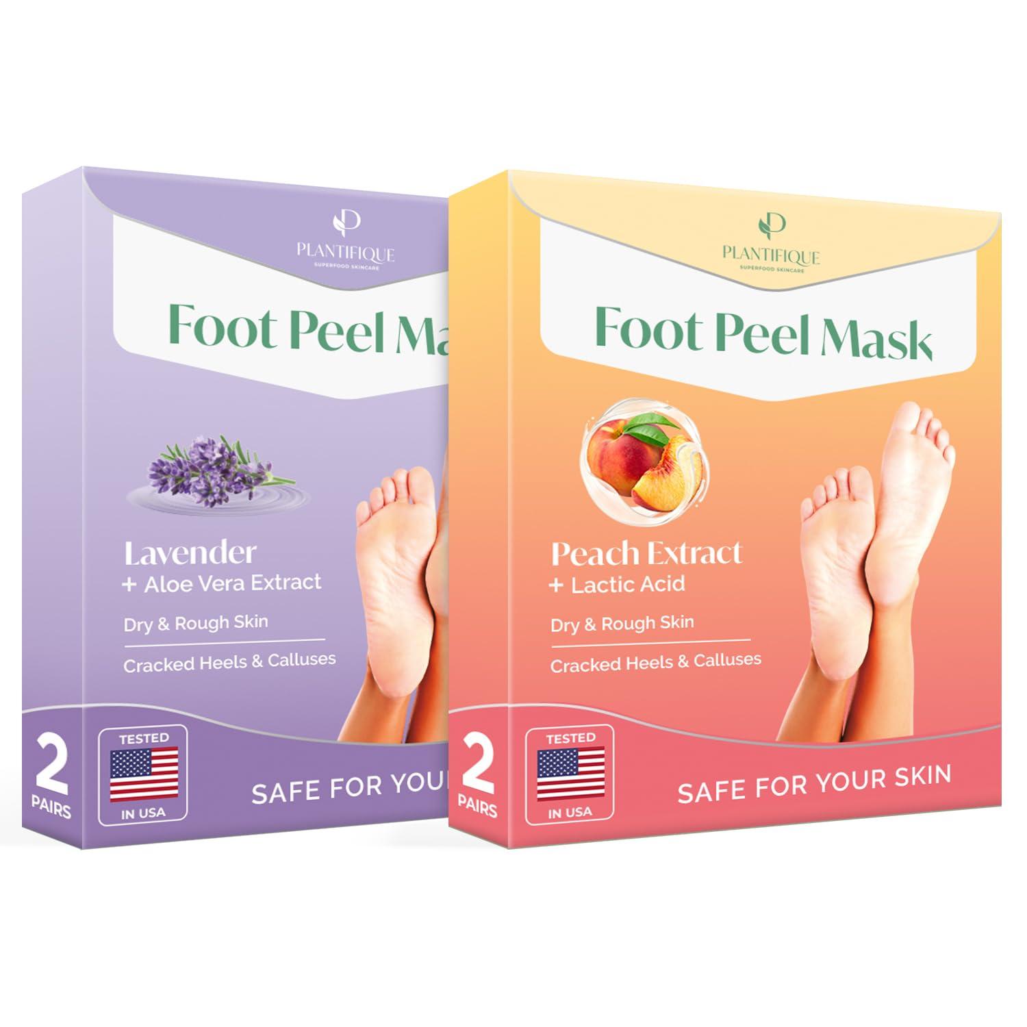 PLANTIFIQUE PLANTIFIQUE Foot Peeling Mask - 4 pack Dermatologically Tested to Repair Heels & Remove Dead Skin for Baby Soft Feet - Exfoliating Peel Mask for Cracked Feet