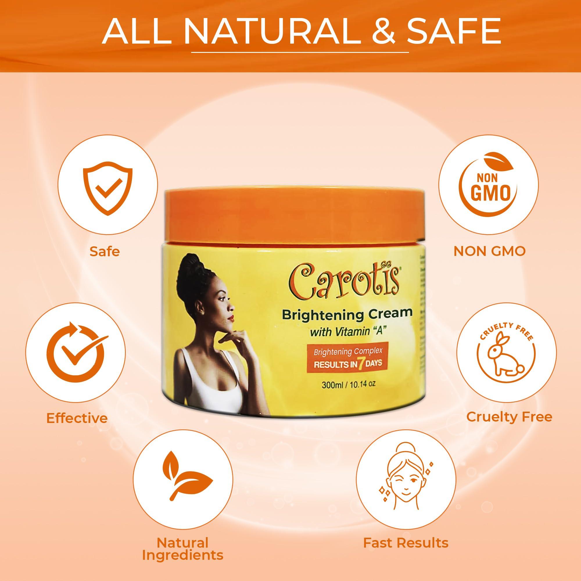 CAROTÏS CAROTS, Skin Brightening Cream 300ml / 10.14fl oz 7 Day Night Cream for Uneven Skin Tone, with Vitamin A