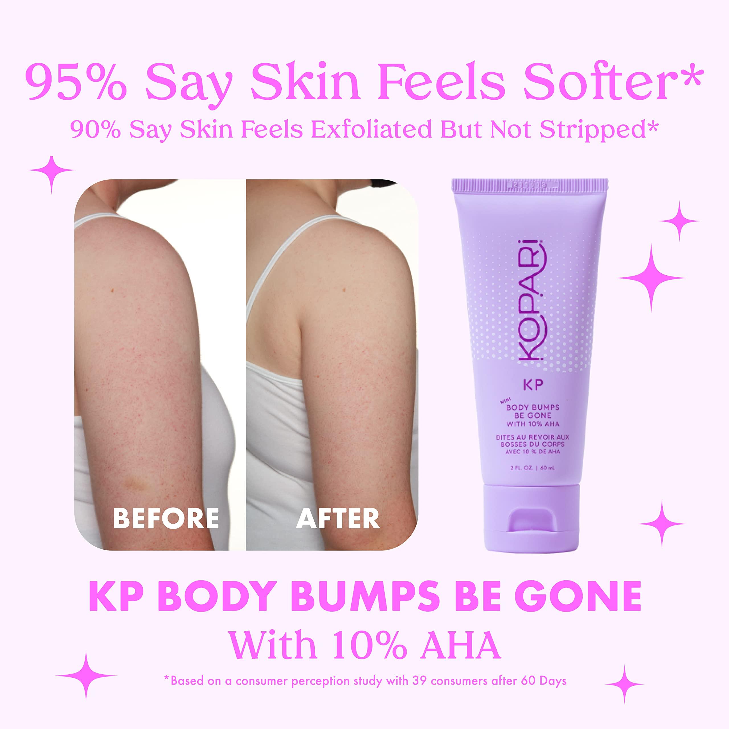 Kopari Kopari KP Body Bumps Be Gone Exfoliating Body Scrub with 10% AHA, to Smooth Skin, Reduce Bumps, Decongest Pores, Clarifying, Gently Exfoliate & Wash | 8.45 fl oz Tube