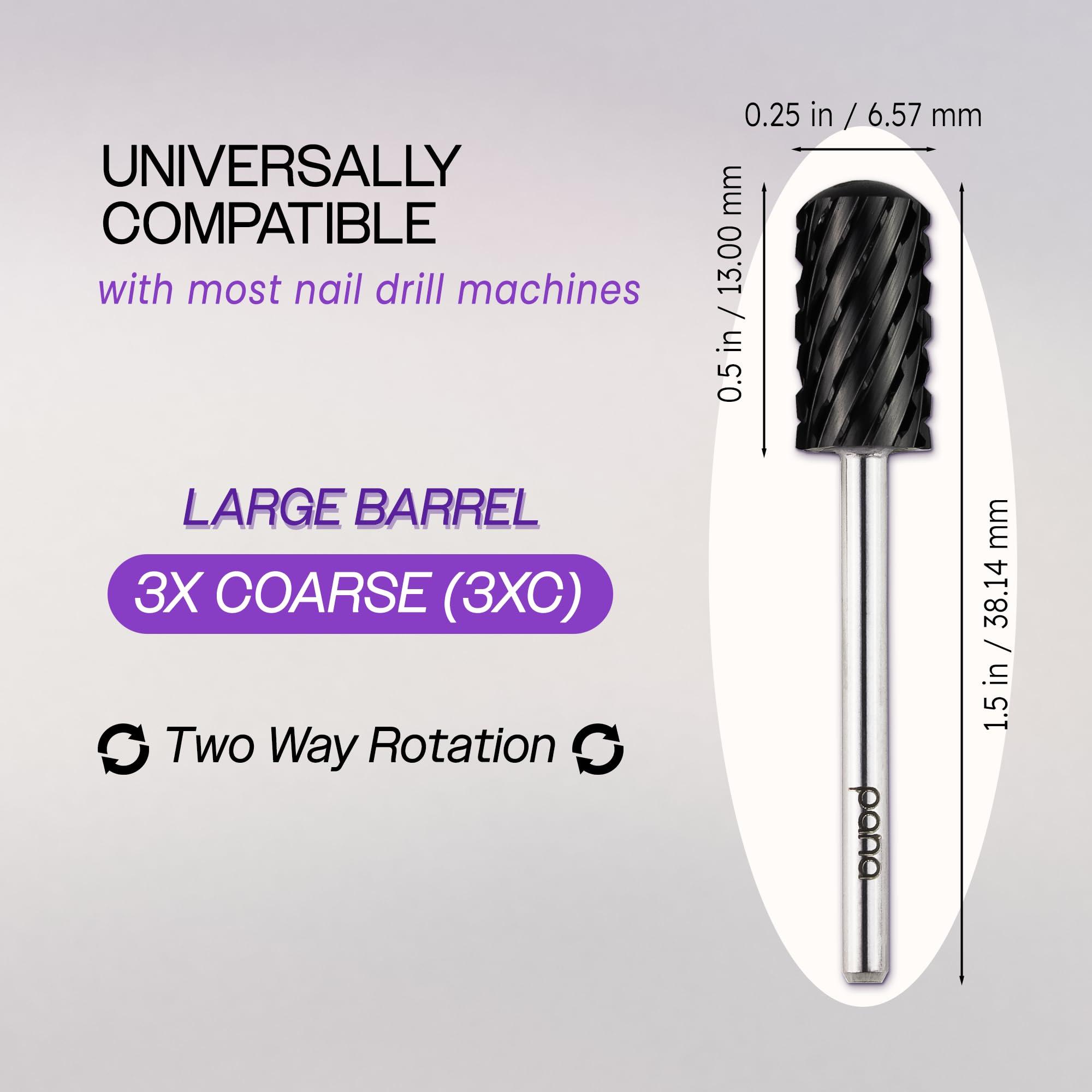 PANA USA Pana DLC 3/32\" Safety Nail Carbide - Smooth Round Top Large Barrel Head for Electric Dremel Drill Machine (Black, 3XC Grit)