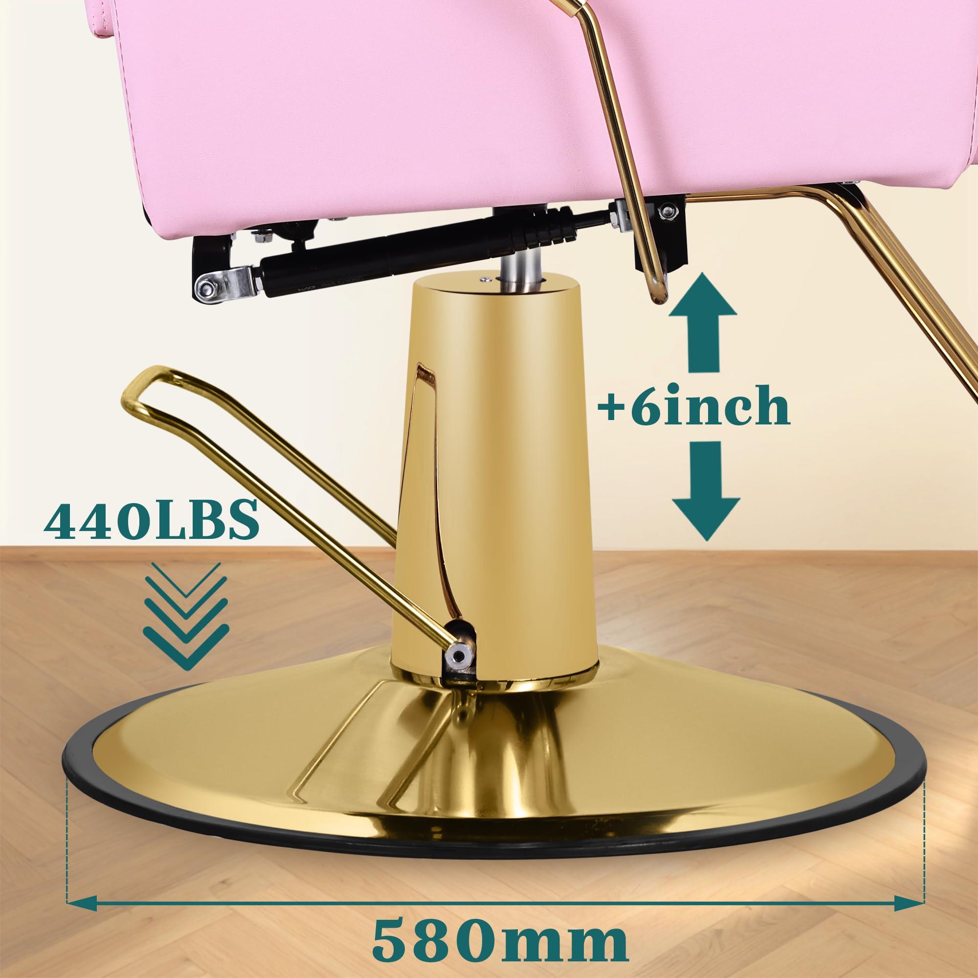 Hicomony Hicomony Pink Salon Chair Barber Chair, Professional Hydraulic Styling Hair Chair for Hair Stylist, 360 Degree Swivel Stylist Chair for Barbershop Home