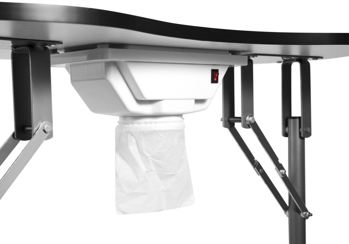 NinthAvenue Basics Salonsunny Electric Dust White Manicure Table Foldable & Portable Nail Desk Workstation with Controllable Wheels and Carrying Case for Spa Beauty Salon